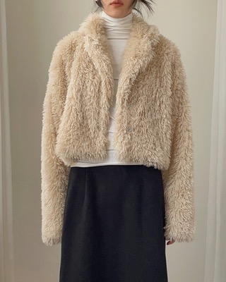 plain fur jacket (2color)