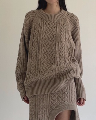 cable over wool knit (2color)