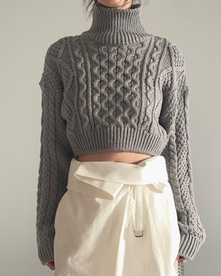 cropped fisherman knit (3color)