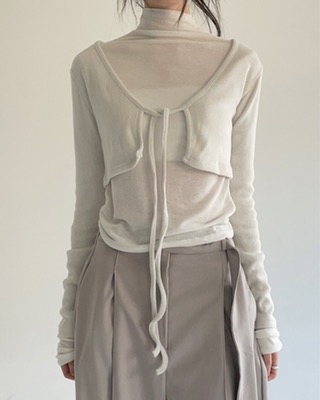 cropped strap cardigan (3color)