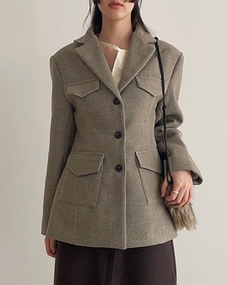 wool slender pocket jacket (2color)