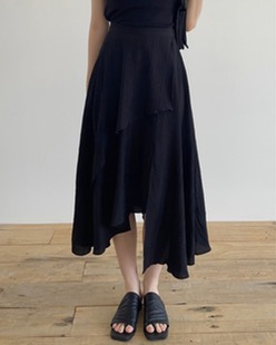 unbalance linen hul skirt (2color)