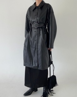 leather long single coat (2color)