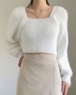 square neck fur knit (3color)