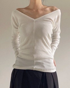 wide neck knit (3color)