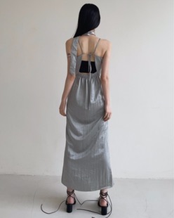 glosy long dress (2color)