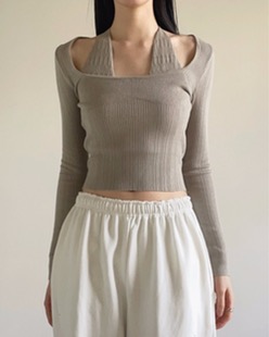 layered cropped knit (3color)