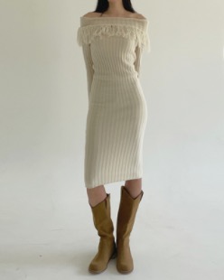 shoulder fringe knit ops (3color)