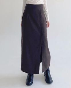 one slit wool skirt (3color)
