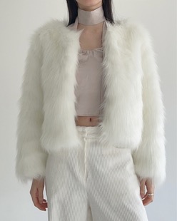 volume mini fur jacket (3color)
