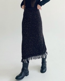 bokashi fringe knit skirt (2color)
