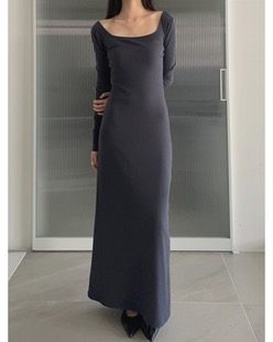 two-way neck long dress (3color)