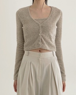 terry cropped cardigan set (3color)