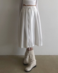 mid calf pleats skirt (2color)