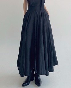 satin flare long skirt (2color)