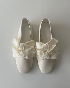 lovely double ribbon flat shoes (2color)