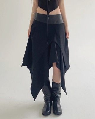 unbalance hemline skirt (2color)