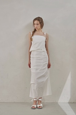 [ADELIO, LEADE TO LOVE] dry cotton maxi skirt, white