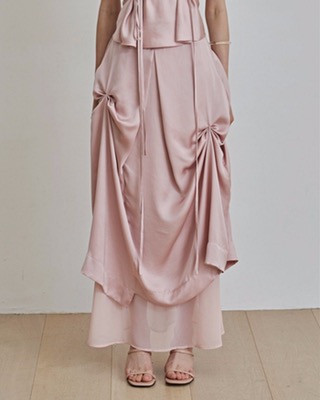 [ADELIO, LEADE TO LOVE] silk layered skirt, pink