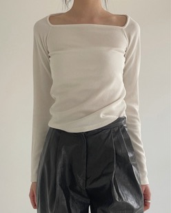 wide square neck tee (3color)