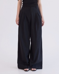 basic linen twotuck pants [black]