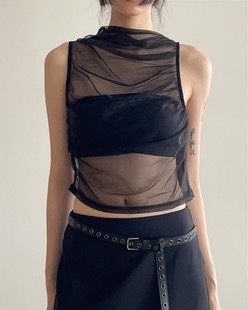 unbalance see-through top (2color)