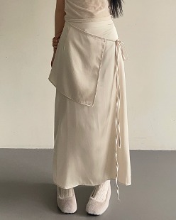 londa satin layered wrap skirt (2color)