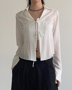open strap collar blouse (2color)