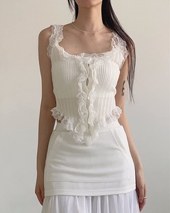 lace frill sleeveless (4color)